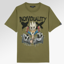 Cult Of Individuality Crew Neck Tee - Turntables in Olive
