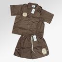 Saint Vanity Nylon Shirt & Short In Brown