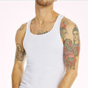Hanes Men's Cotton Tank Top Undershirt, Moisture-Wicking, White, 3-Pack