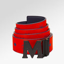 MCM Claus M Reversible Belt 1.75" In Visetos In Red / BLACK