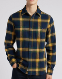 Schott Plaid Cotton Flannel Shirt Gold/Navy