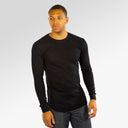 City Lab Waffle Fitted Thermal Crew Neck Shirt In Black