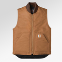 Carhart Relaxed Fit Firm Duck Insulated Rib Collar Vest In Brown