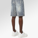 Guapi Aqua Blue Embellished Denim Shorts