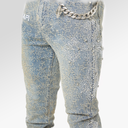 Guapi Vintage Blue Distressed Cross Denim