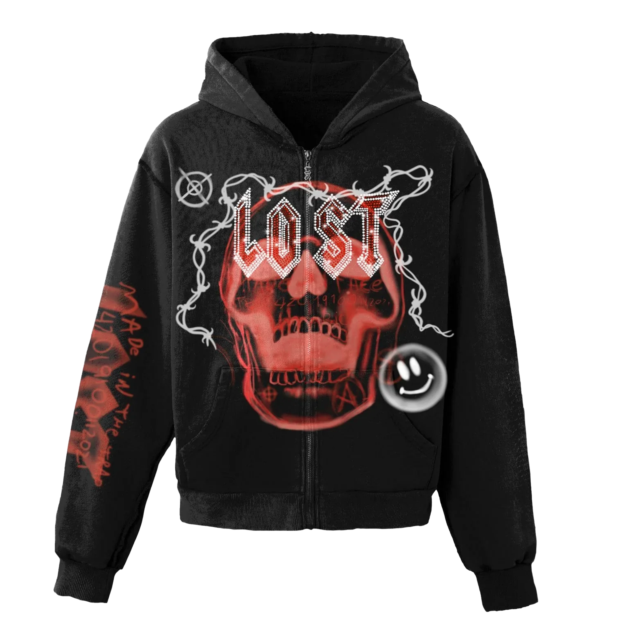 Lost Intricacy Skull Bond Zip Up In Black/Orange – HARLEM NYC