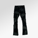 Valabasas "Patch Work" Faded Black Stacked Flare Jean
