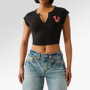 True Religion Crystal Logo Notch Baby Tee