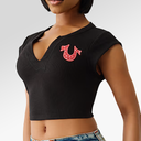 True Religion Crystal Logo Notch Baby Tee