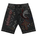 Lost Intricacy Snake Denim Shorts In Black