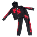 Forever Situated RHINESTONE Sweatsuit Black- Red