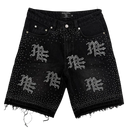 Mixed Emotions Rhinestone Denim Shorts In Black