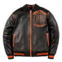 Pelle Pelle Champions Jacket In Black/Orange