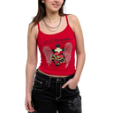Ed Hardy Sacred Heart Wings Rhinestone Stretch Cami ( Red )