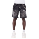 Guapi Obsidian Black Faded Cross Denim Shorts