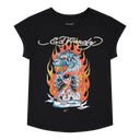 Ed Hardy Fire Tiger Rhinestone Cap Sleeve Tee