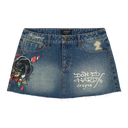 Ed Hardy Panther Dagger Denim Mini Skirt