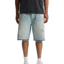 Purple Brand Mens Beaded Splatter Shorts in Light Indigo