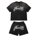 FLOOR914 MIDNIGHT SCRIPT SHORT SET