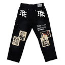 Mixed Emotions Black Newspaper Carpenter Pants