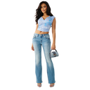 True Religion Becca Mid Rise Big t Tattoo Flap Bootcut Jean
