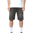 Purple Brand Mens Splatter Embroidery Shorts in Black