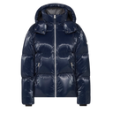 Mackage KENT-GLO High-Gloss Removable Hooded Down Jacket In Marine Blue
