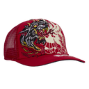 Ed Hardy Rhinestone Eagle Panther Hat In Red