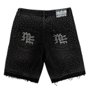 Mixed Emotions Rhinestone Denim Shorts In Black