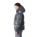 Mackage KENT-GLO High-Gloss Removable Hooded Down Jacket In Carbon Grey