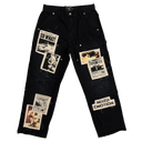 Mixed Emotions Black Newspaper Carpenter Pants
