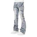 Guapi Aqua Blue Coffin Arc Embellished Denim Pant
