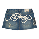 Ed Hardy Panther Dagger Denim Mini Skirt