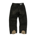 Skull Stitch Ripped Denim Pants In Black