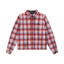 RTA Rynor Cropped Button Up Shirt Red Plaid