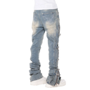 Guapi Vintage Blue Cross Buckle Denim Jeans