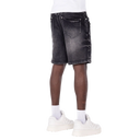 Guapi Obsidian Black Faded Cross Denim Shorts