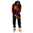 Forever Situated RHINESTONE Sweatsuit Black- Red