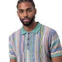 Coogi Light Weight Sweater Knit Polo Short Set in Pink and Yellow