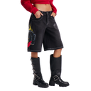 Ed Hardy Panther Heart Denim Shorts
