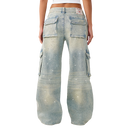 True Religion Bobbi Mid Rise Crystal Flap Baggy Cargo Jean