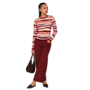 COOGI Women's All-Season Sweater Knit LS Top - Pink-Yellow