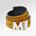 MCM Claus M Reversible Belt 1.75" In Visetos In Cognac | COGNAC / SILVER