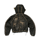 Three Riding Skull Fur Hooded Jacket In Black