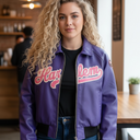 Vanson X Fly Geenius "Harlem" Bomber Jacket In Purple