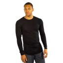 City Lab Waffle Fitted Thermal Crew Neck Shirt In Black