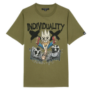Cult Of Individuality  Crew Neck Tee - Turntables in Olive