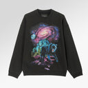 Cult of Individuality Crew Neck Fleece Sweater in Pirate Black