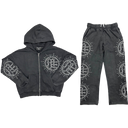 Mixed Emotions 'Eclipse' Grey Acid Wash Rhinestone Sweatsuit