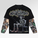 Godspeed Gone Fishing Layered T-shirt In Black